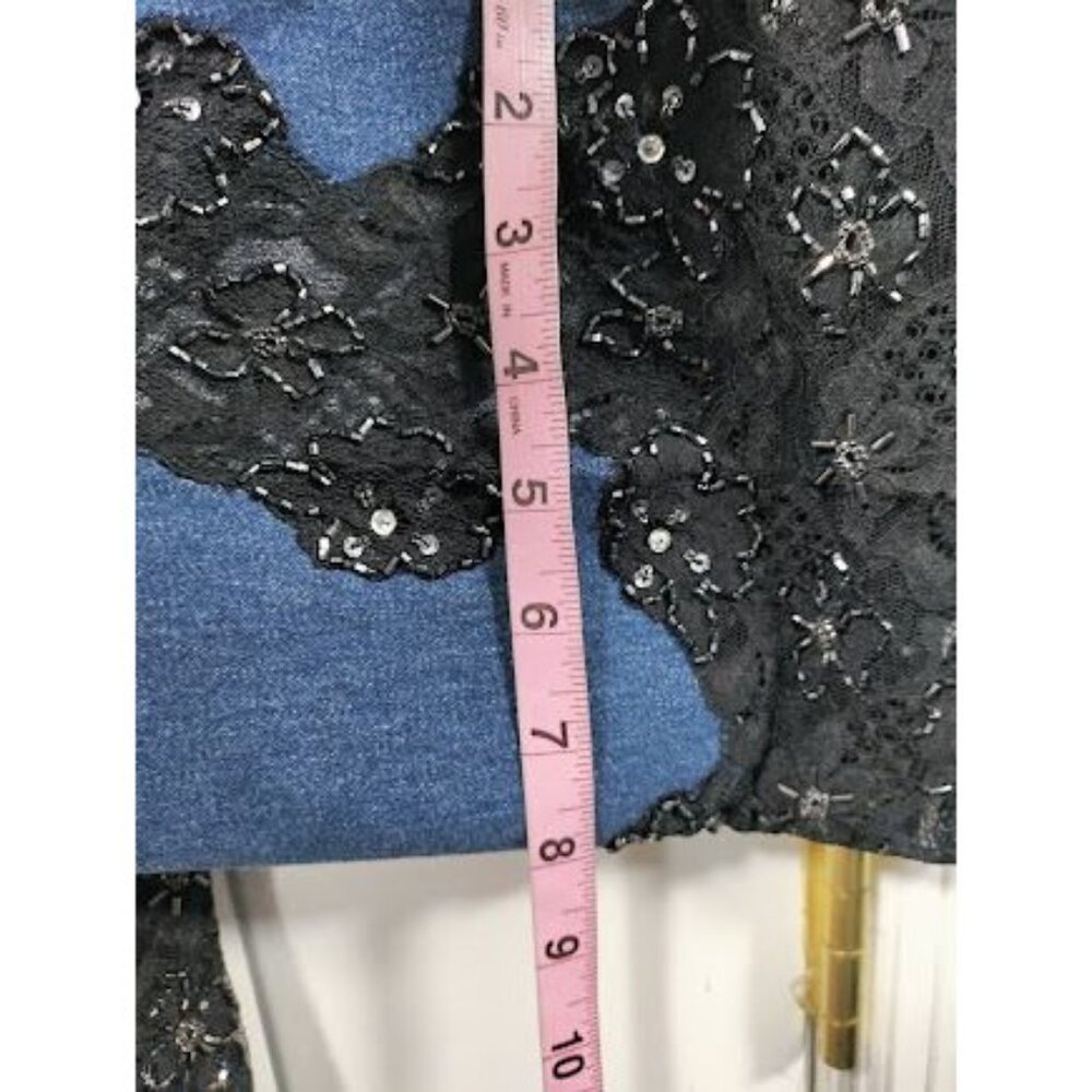 NWT Basix II Embroidered Sheer Side Mid Rise Denim Straight Jeans Blue Womens 4 - Picture 14 of 16